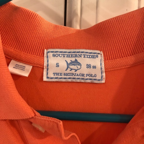 Southern Tide orange short sleeve polo. - Picture 2 of 3